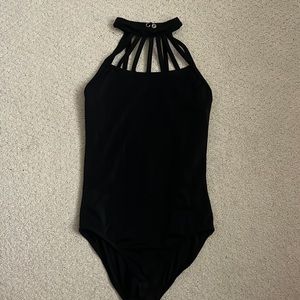 Black higher neck leotard